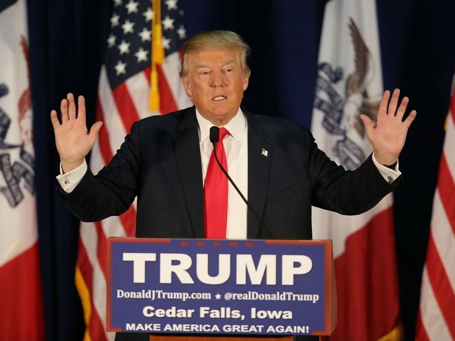 Donald Trump at a rally in Iowa.
