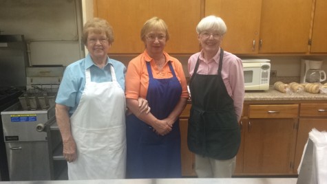 (From left to right) Mrs. Sanders, Mrs. Hutchenson, and Mrs. Knott in their kitchen