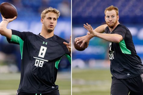 Goff (left) and Wentz (right) are likely in a battle to go first.