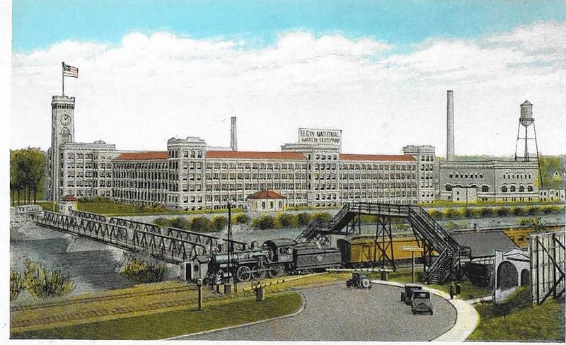A painting depicting how the Elgin National Watch Factory would have looked like.