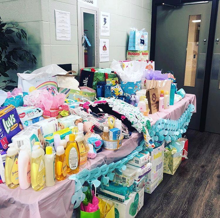 Gifts from students who attended the baby shower 