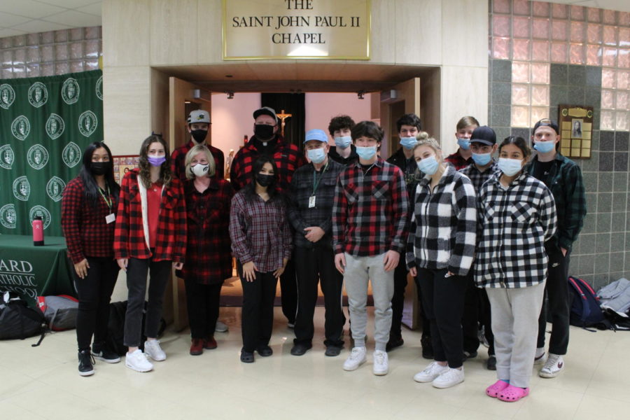Students dress in plaid flannel for Dress like Fr. Blood Day on Thursday of CSW.