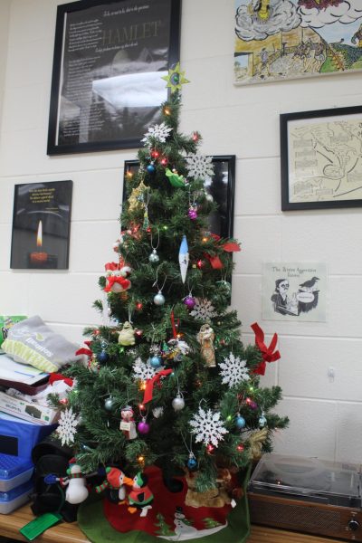 The tradition of Christmas trees can be seen throughout the classrooms and halls of St. Edward during December.